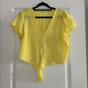 Yellow Button-Front Blouse